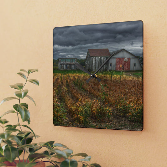 U R There Photography Murphy Lake Road Quonset Clan Rustic Farmhouse Acrylic Analog Wall Clock