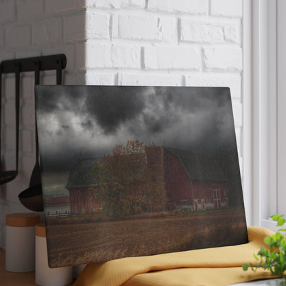 U R There Photography Hinson Road Red Rustic Farmhouse Tempered-Glass Cutting Board