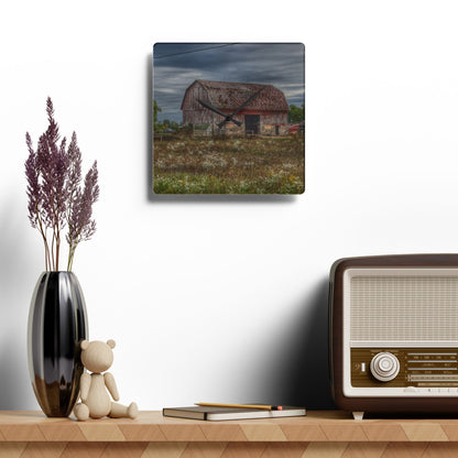 U R There Photography Old Marathon Red Rustic Farmhouse Acrylic Analog Wall Clock