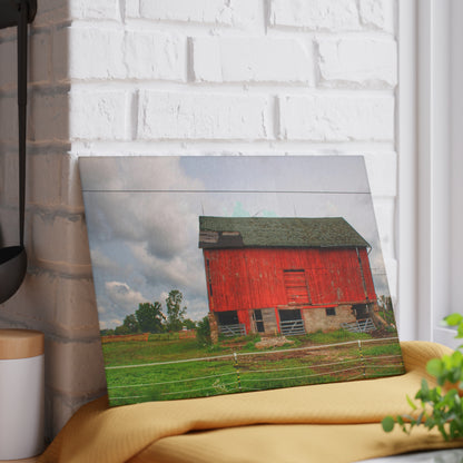 U R There Photography Elba Road Red III Rustic Farmhouse Tempered-Glass Cutting Board