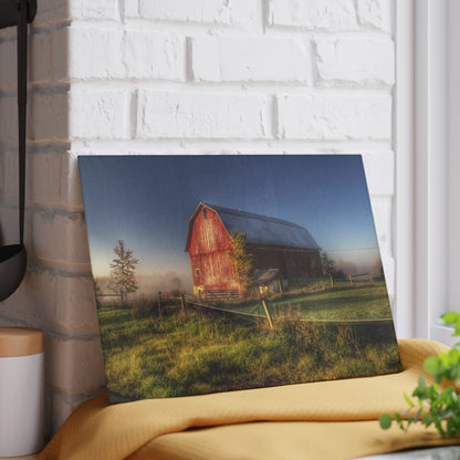 U R There Photography Columbiaville Red I Rustic Farmhouse Tempered-Glass Cutting Board