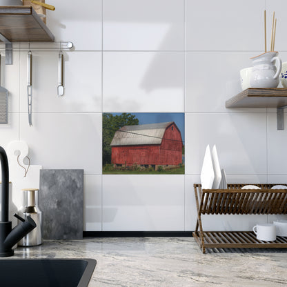 U R There Photography Belsay Road Red Rustic Farmhouse Decorative Ceramic Tile