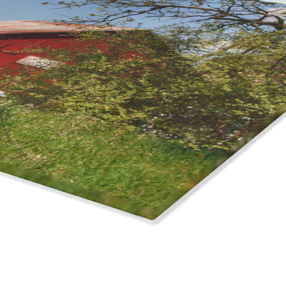 U R There Photography Bronson Lake Road Barn at the Bend Rustic Farmhouse Tempered-Glass Cutting Board