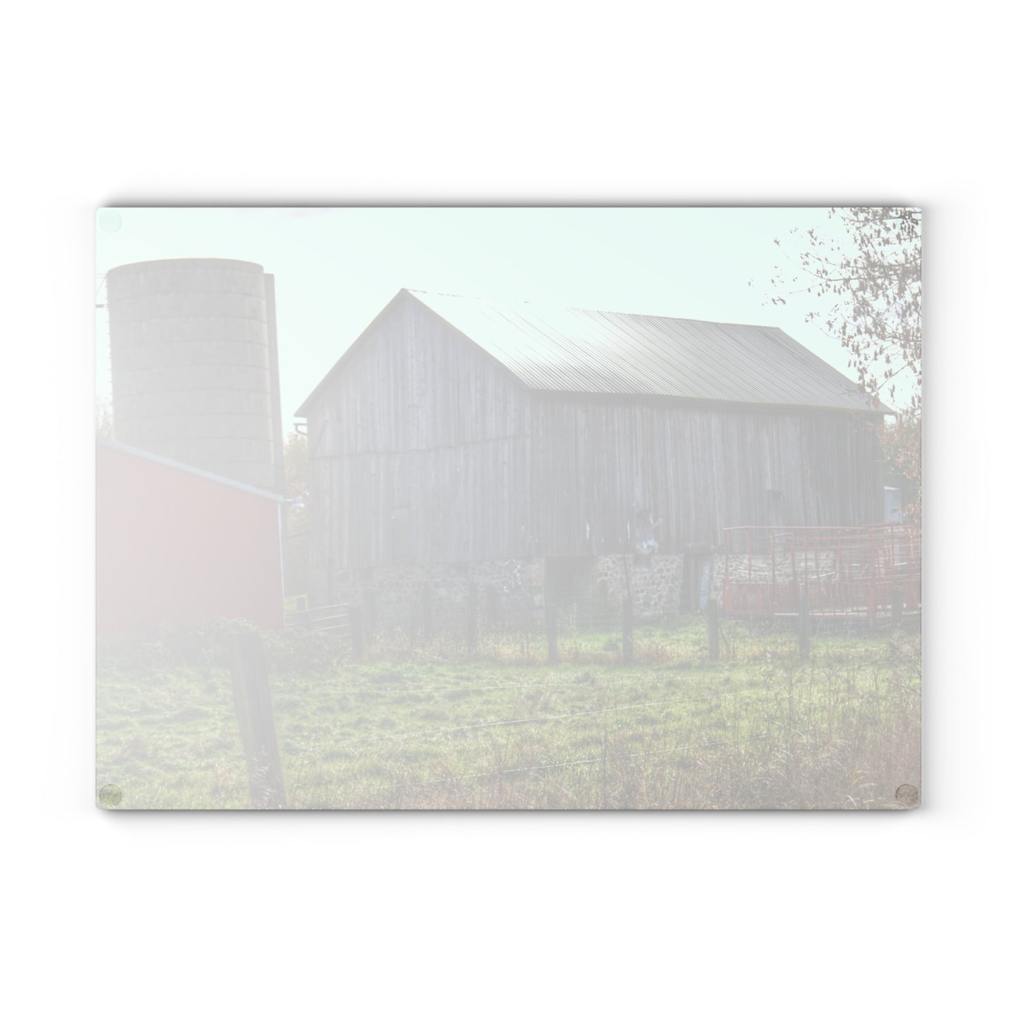 U R There Photography Slattery Road Fieldstone Grey Rustic Farmhouse Tempered-Glass Cutting Board