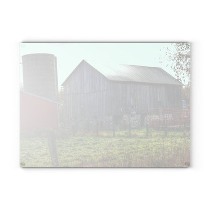 U R There Photography Slattery Road Fieldstone Grey Rustic Farmhouse Tempered-Glass Cutting Board