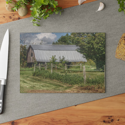 U R There Photography Old Roadside Grey Rustic Farmhouse Tempered-Glass Cutting Board
