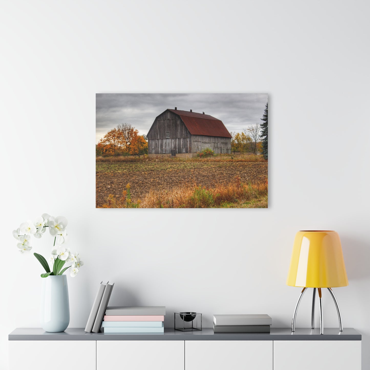 U R There Photography Sheridan Line Road Rusted Grey I Rustic Farmhouse Acrylic Wall Print