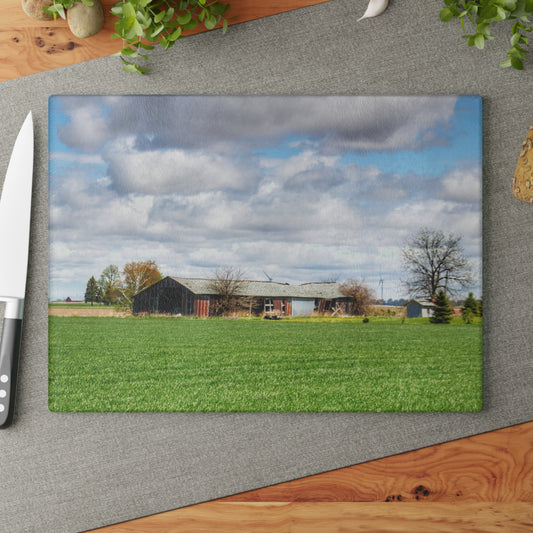 U R There Photography Rescue Road Rusted Shack Rustic Farmhouse Tempered-Glass Cutting Board