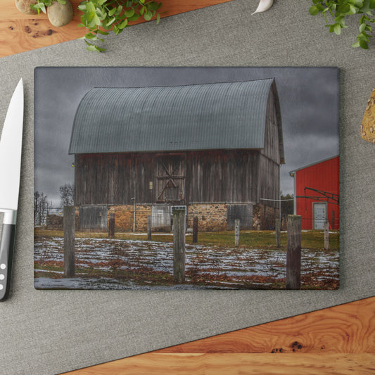 Barn Boutique Rustic Tempered-Glass Cutting Board| Schott Road Grey III