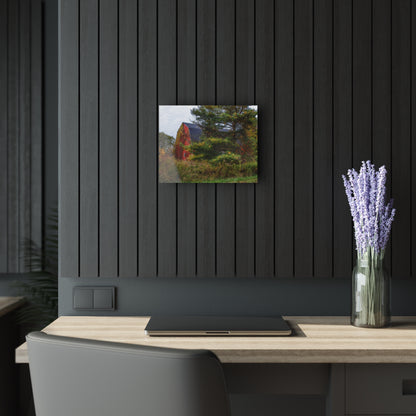 U R There Photography Green Corners Road Hidden Red Rustic Farmhouse Acrylic Wall Print