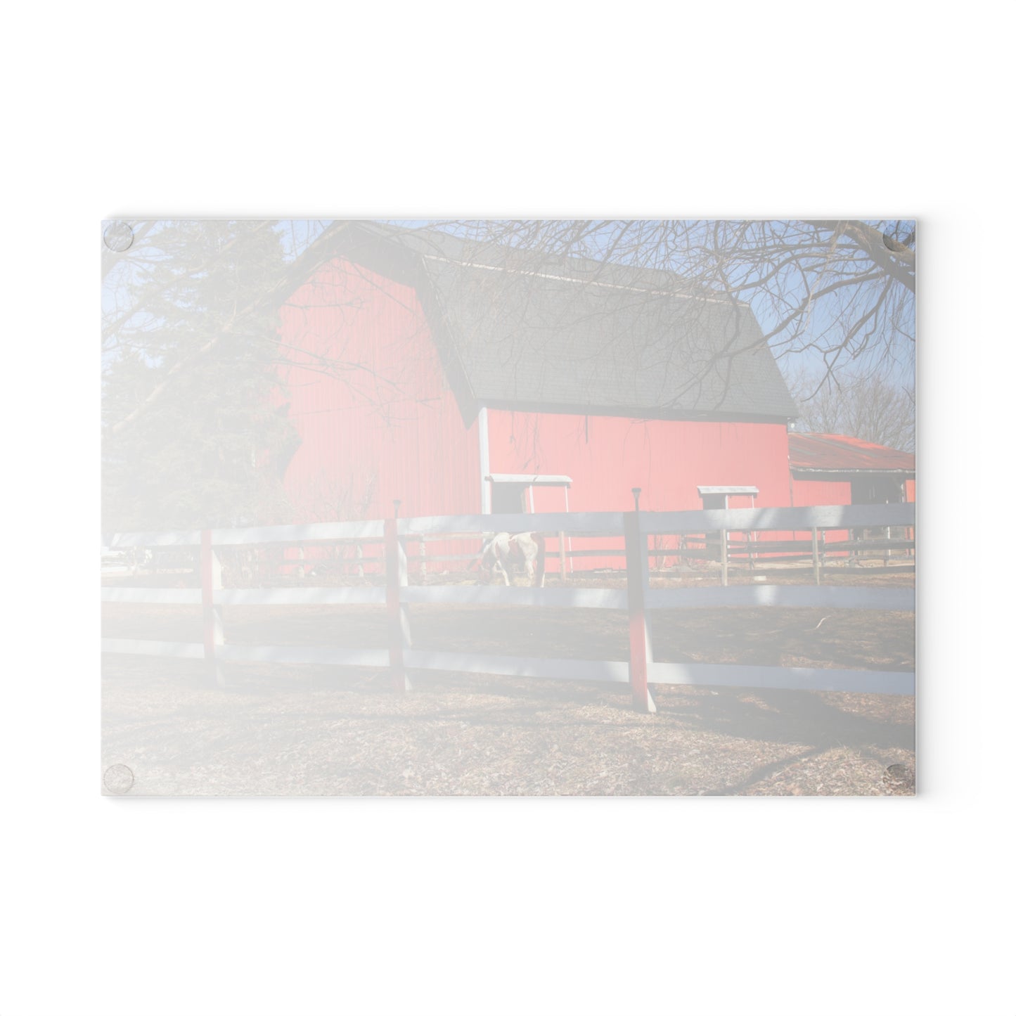 U R There Photography Wolcott Red and Filly Rustic Farmhouse Tempered-Glass Cutting Board