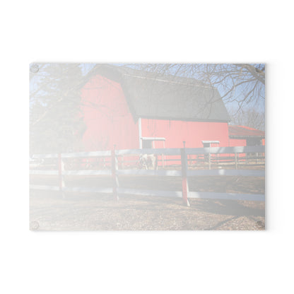 U R There Photography Wolcott Red and Filly Rustic Farmhouse Tempered-Glass Cutting Board