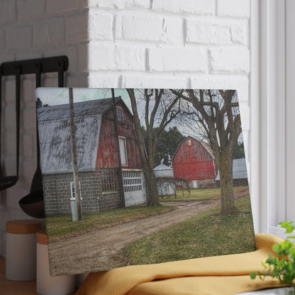 U R There Photography Peck Reds Rustic Farmhouse Tempered-Glass Cutting Board 8"x 11"