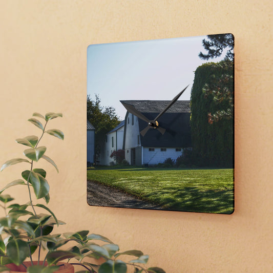 U R There Photography Five Lakes Road White Rustic Farmhouse Acrylic Analog Wall Clock