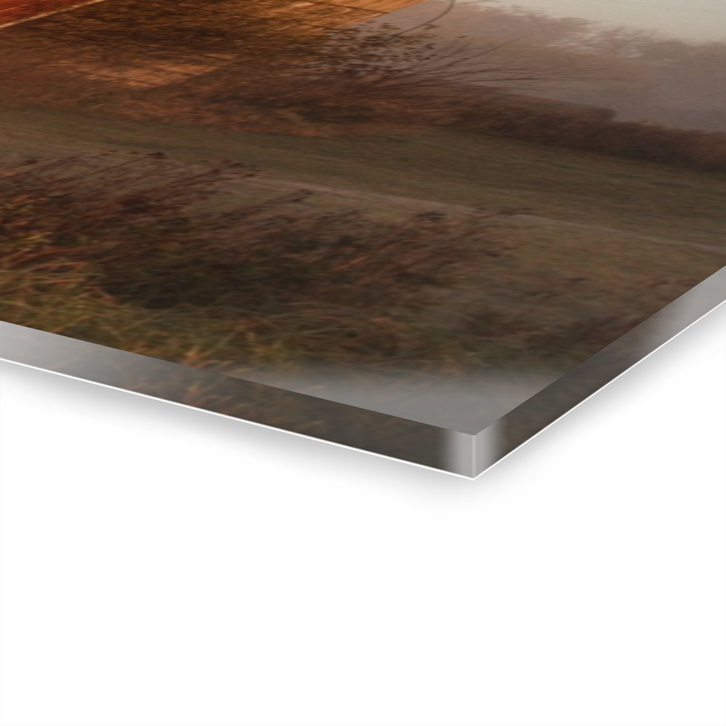 U R There Photography Klam Road Red Meets Foggy Sunrise II Rustic Farmhouse Acrylic Wall Print 20"x16"