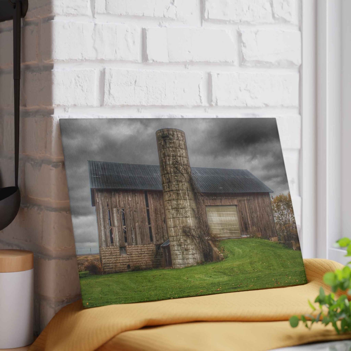 U R There Photography Gilford Grey I Rustic Farmhouse Tempered-Glass Cutting Board