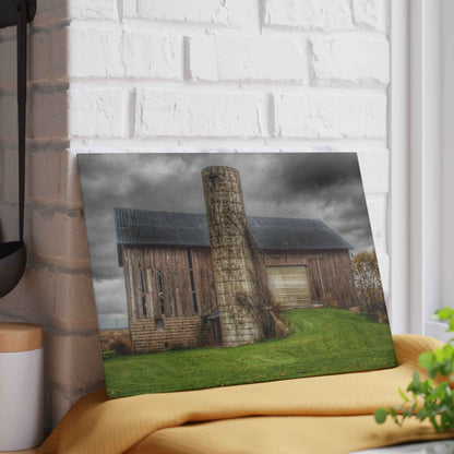 U R There Photography Gilford Grey I Rustic Farmhouse Tempered-Glass Cutting Board