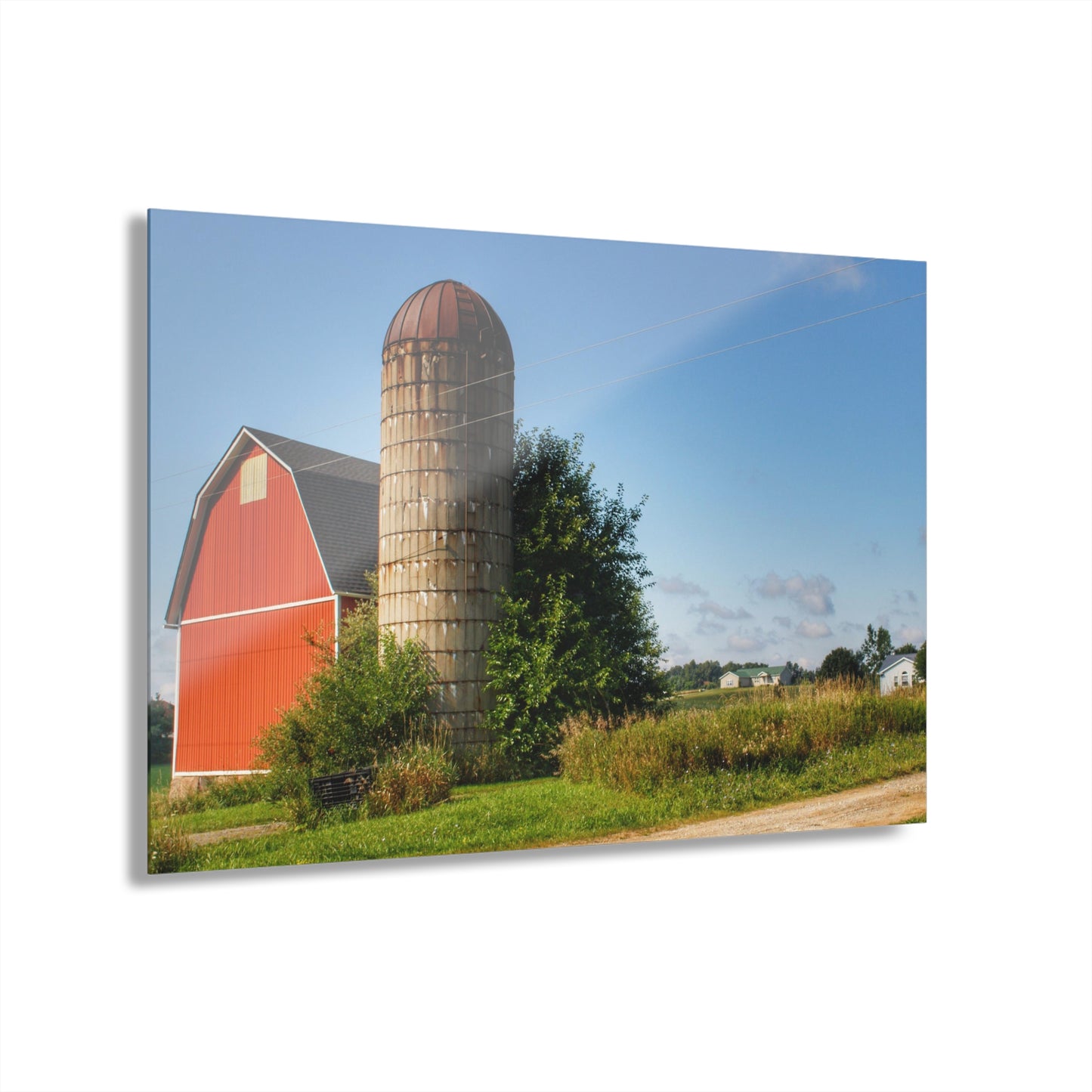 U R There Photography August Red and Silo Rustic Farmhouse Acrylic Wall Print
