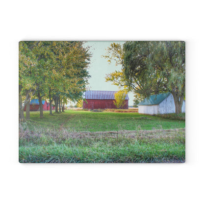 U R There Photography Wilcox Road Reds Rustic Farmhouse Tempered-Glass Cutting Board