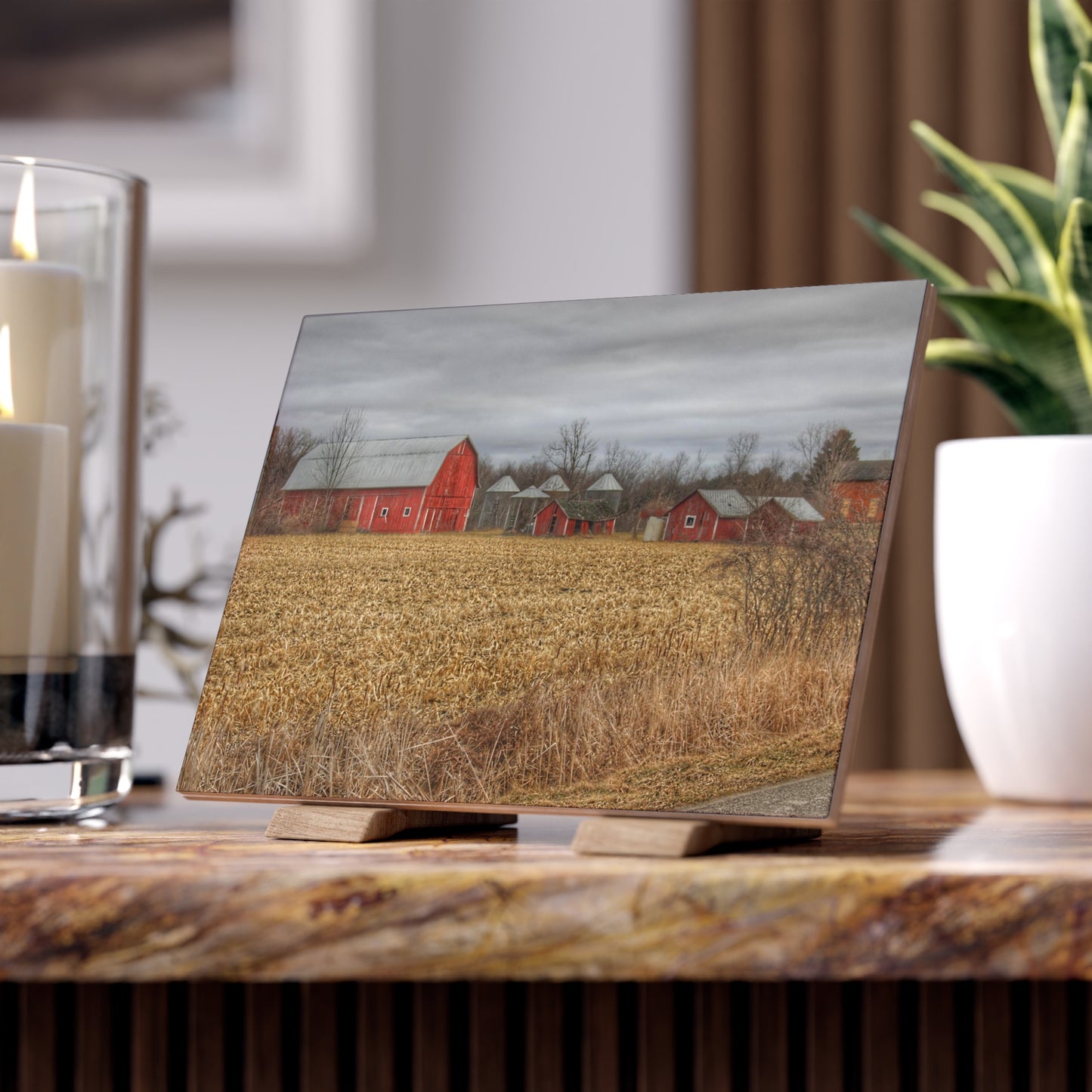 U R There Photography Barns of Arbela II Rustic Farmhouse Decorative Ceramic Tile
