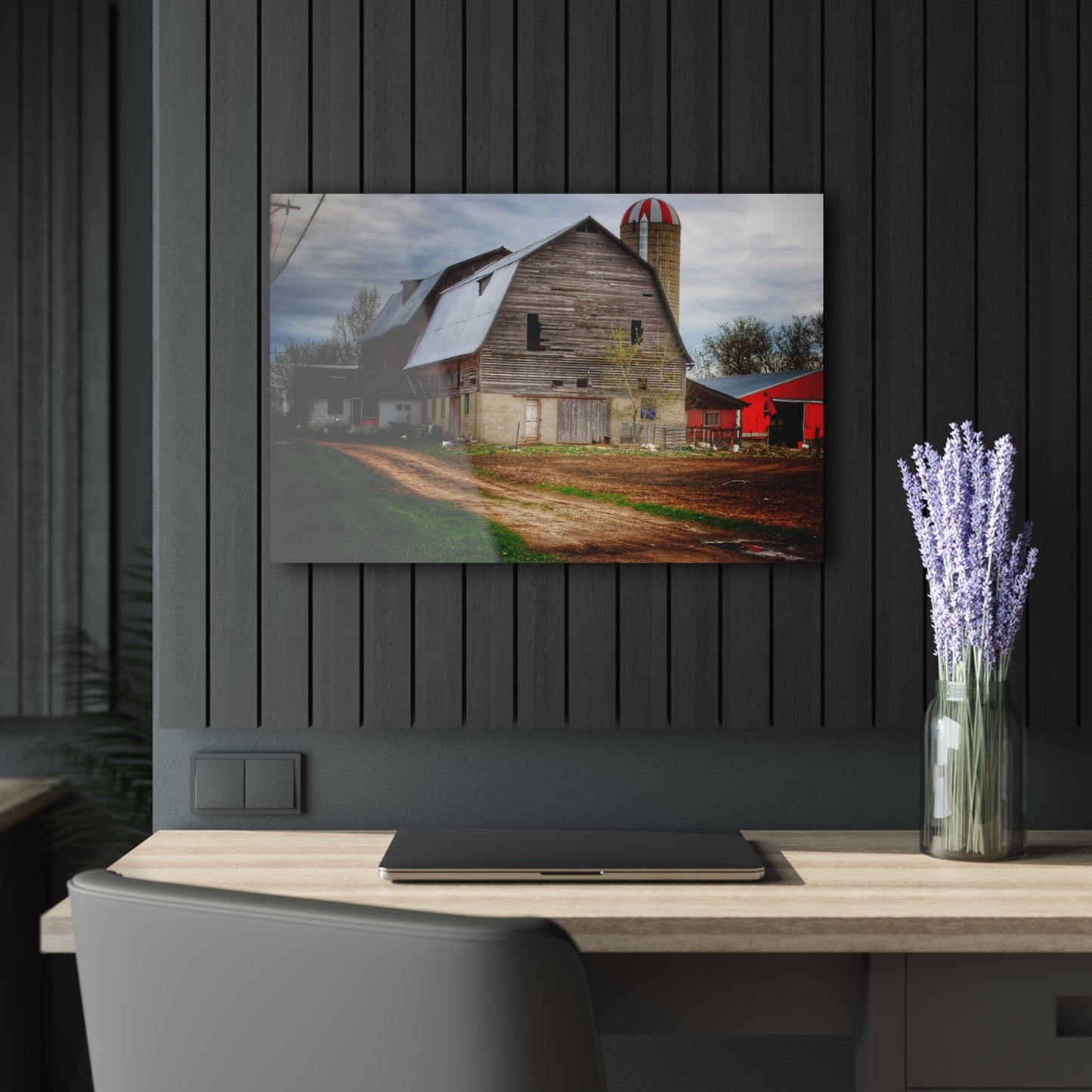 U R There Photography Murphy Lake Road Grey l Rustic Farmhouse Acrylic Wall Print