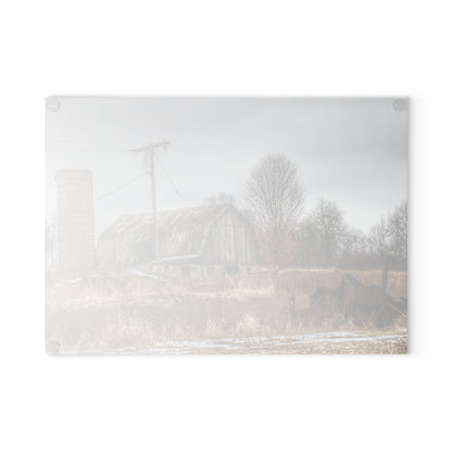 U R There Photography Norway Lake Road Grey Rustic Farmhouse Tempered-Glass Cutting Board