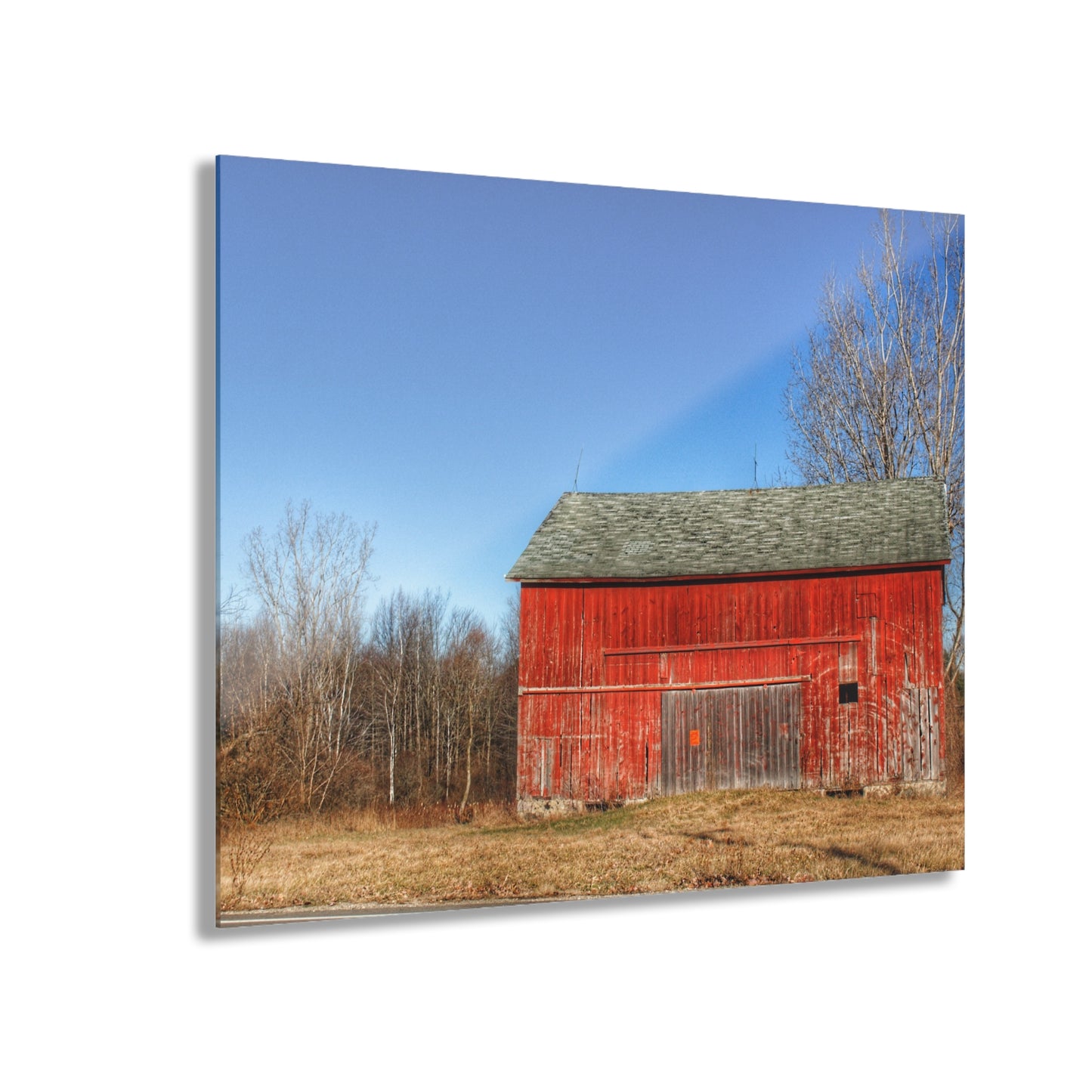 U R There Photography Vernor Road Red Rustic Farmhouse Acrylic Wall Print