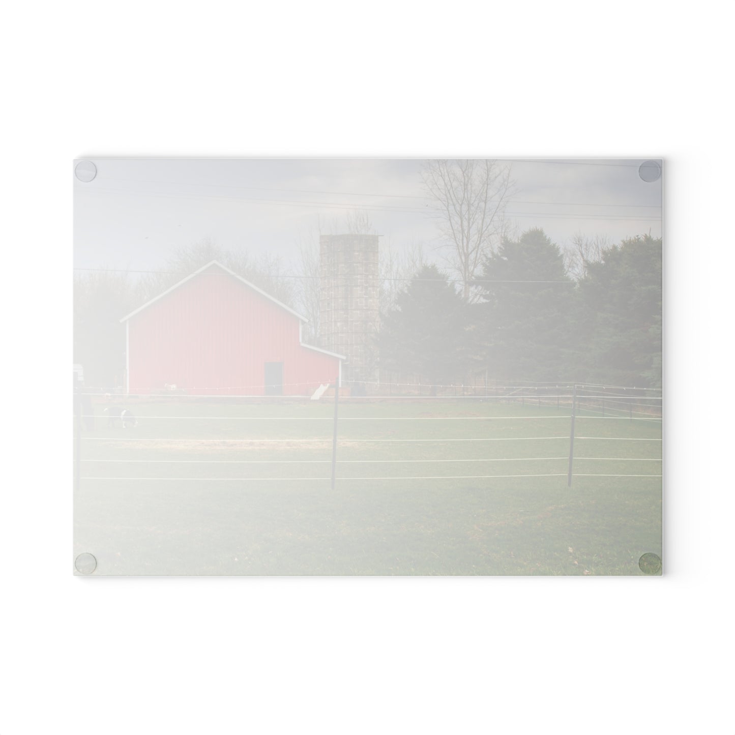 U R There Photography Fostoria Little Red Rustic Farmhouse Tempered-Glass Cutting Board
