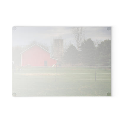 U R There Photography Fostoria Little Red Rustic Farmhouse Tempered-Glass Cutting Board