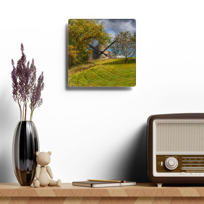 U R There Photography M-24 Hilltop Grey Rustic Farmhouse Acrylic Analog Wall Clock