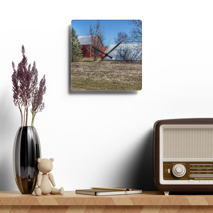 U R There Photography German Road Reds Rustic Farmhouse Acrylic Analog Wall Clock