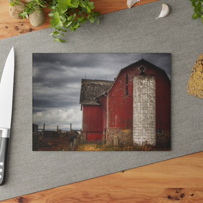 U R There Photography Hurd Corners Red II Rustic Farmhouse Tempered-Glass Cutting Board