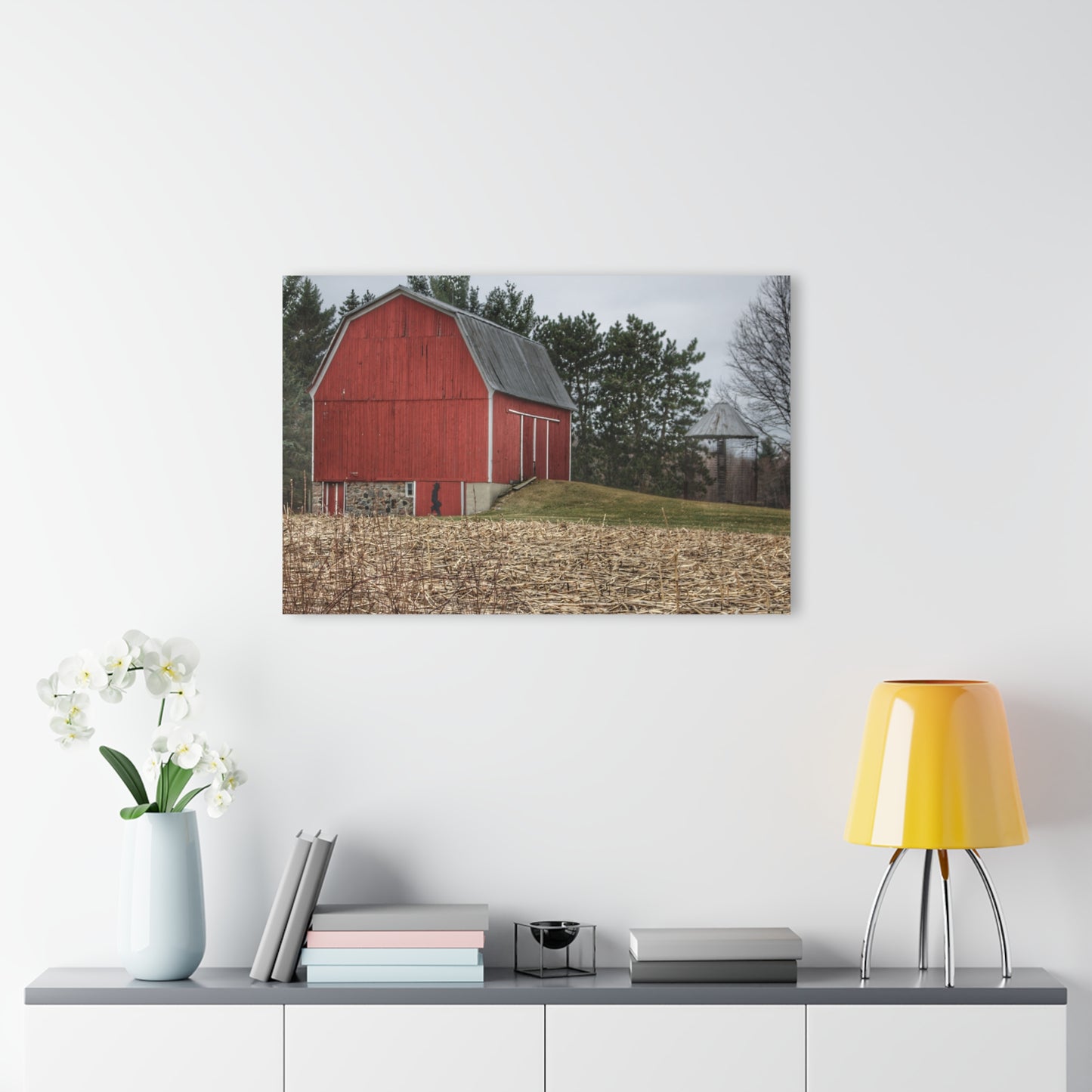 U R There Photography Fostoria Road Standing Man Red Rustic Farmhouse Acrylic Wall Print
