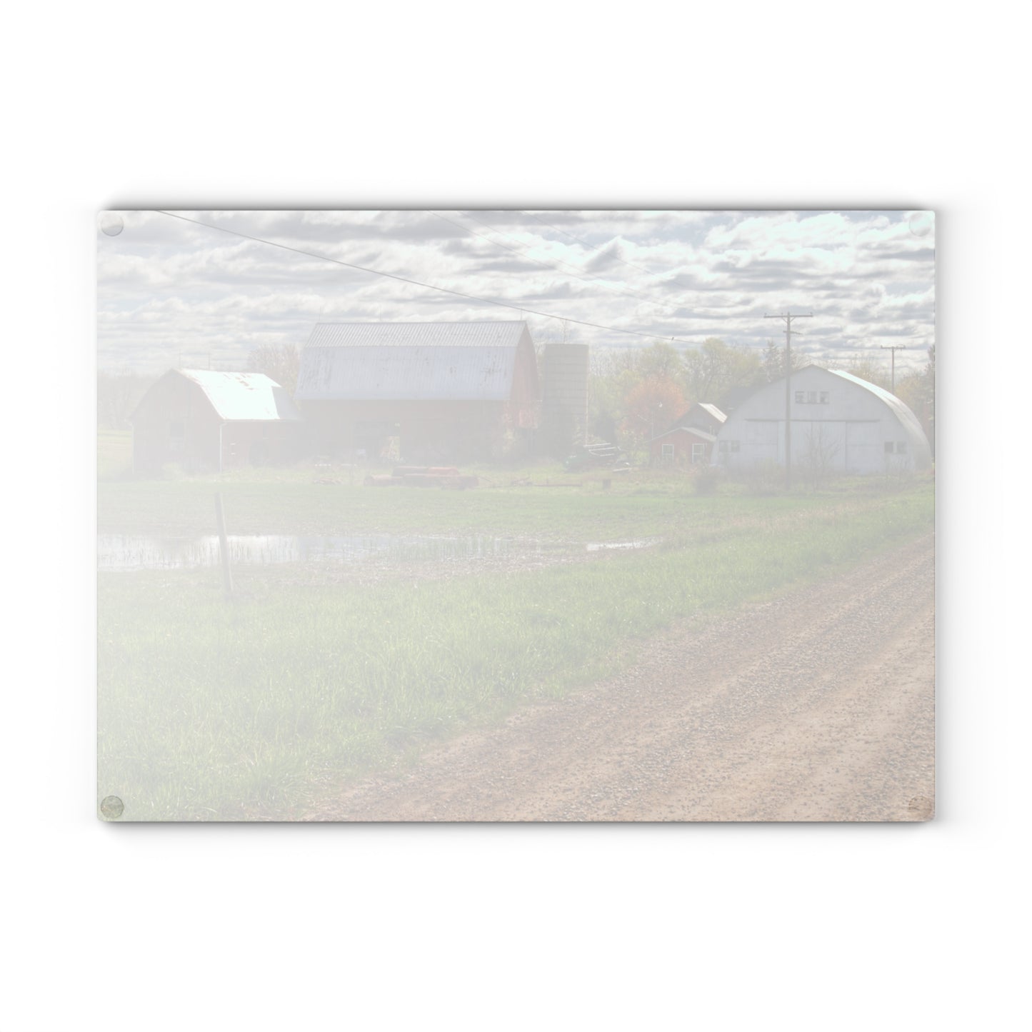 U R There Photography McDowell Road Reds II Rustic Farmhouse Tempered-Glass Cutting Board