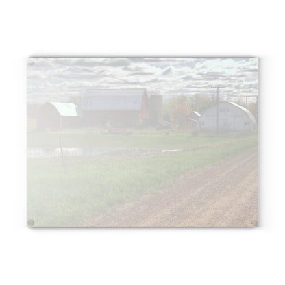 U R There Photography McDowell Road Reds II Rustic Farmhouse Tempered-Glass Cutting Board