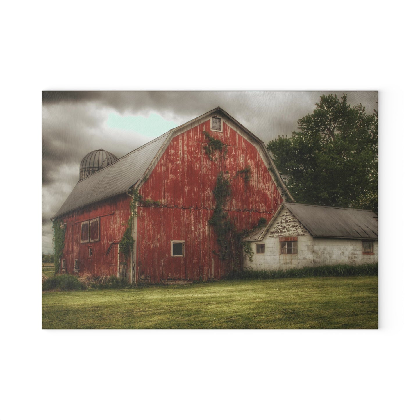 Barn Boutique Rustic Tempered-Glass Cutting Board| Stanley Road Red I