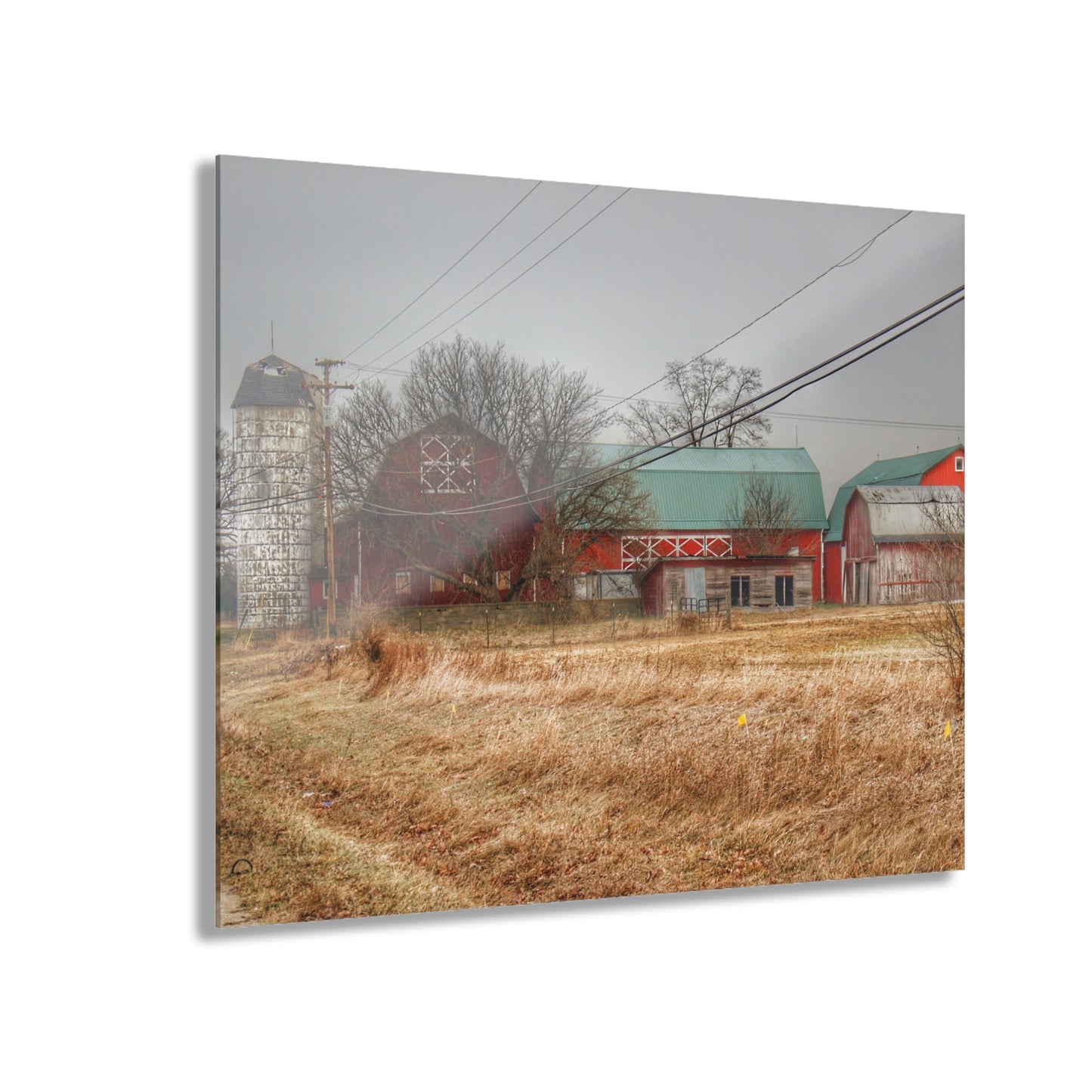 U R There Photography Mound Road Reds and Silo Rustic Farmhouse Acrylic Wall Print