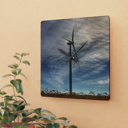 U R There Photography North Gera Road Windmill Rustic Farmhouse Acrylic Analog Wall Clock