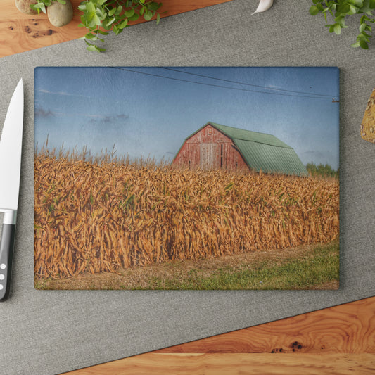U R There Photography Beyond the Harvest Corn I Rustic Farmhouse Tempered-Glass Cutting Board