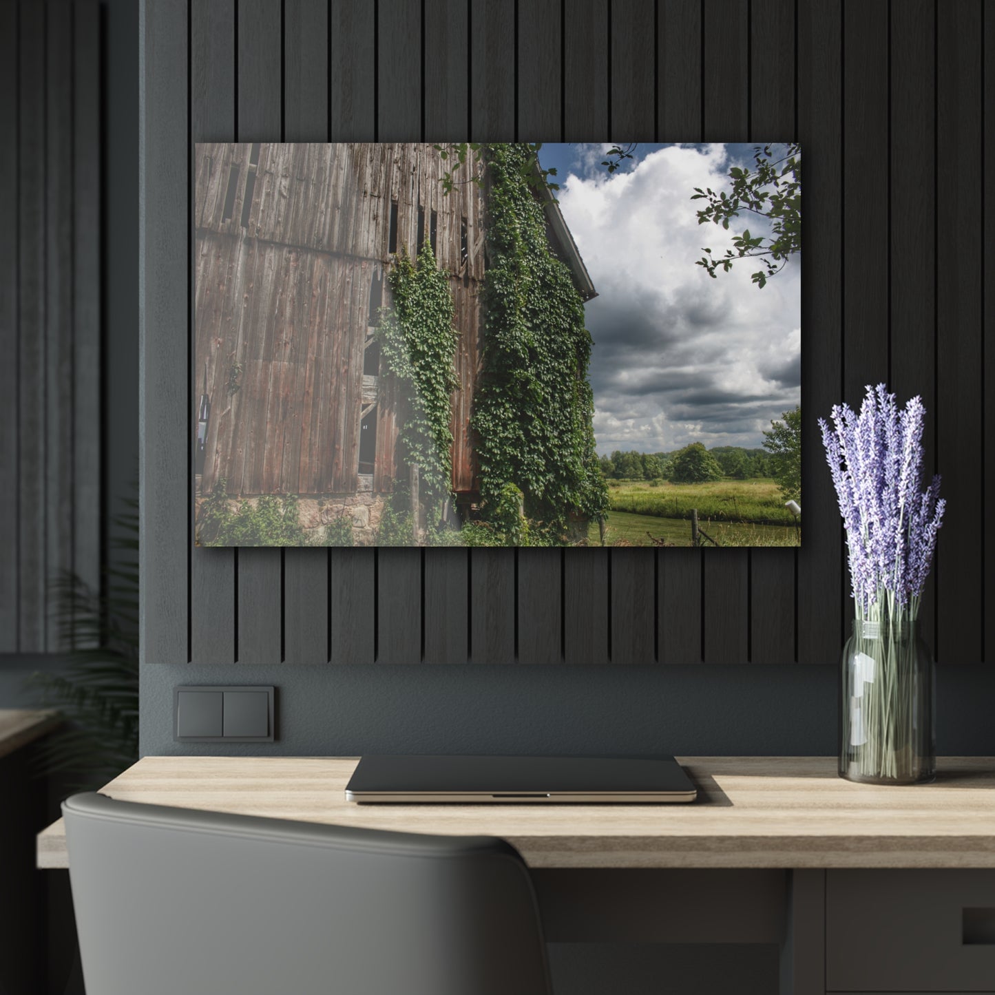 U R There Photography North Branch Ivy Grey II Rustic Farmhouse Acrylic Wall Print