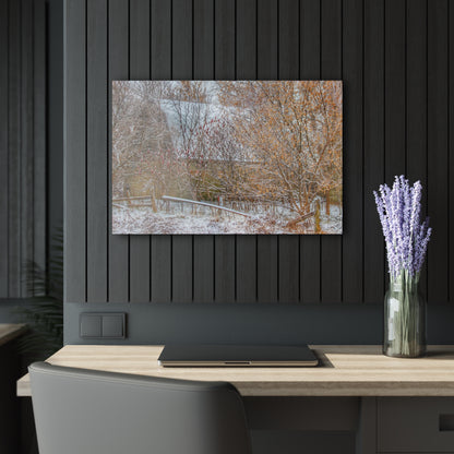 U R There Photography Dryden Road Hidden Winter Grey Rustic Farmhouse Acrylic Wall Print