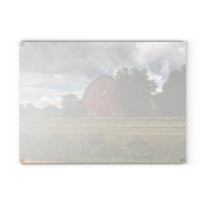 U R There Photography Elba Township Red Rustic Farmhouse Tempered-Glass Cutting Board