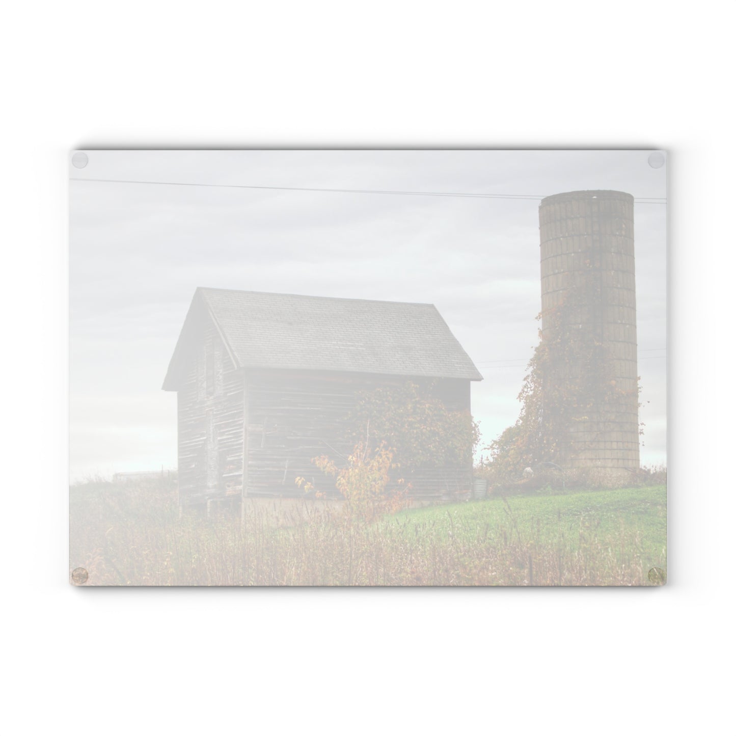 U R There Photography Fisher Road Grey Rustic Farmhouse Tempered-Glass Cutting Board