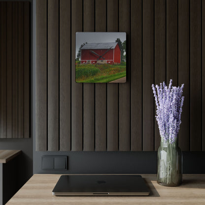 U R There Photography Brown Road Horse Barn I Rustic Farmhouse Acrylic Analog Wall Clock