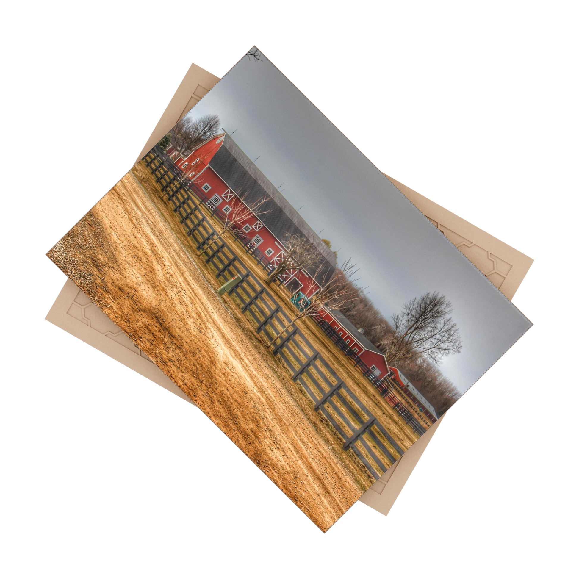 U R There Photography Barber Road Farm II Rustic Farmhouse Decorative Ceramic Tile 6" × 8" Glossy