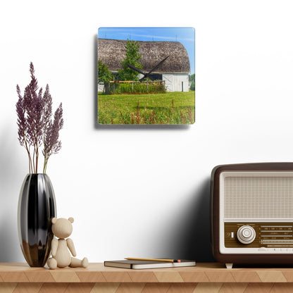 U R There Photography Country White Rustic Farmhouse Acrylic Analog Wall Clock
