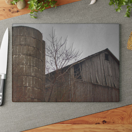 U R There Photography Brandon Hill Grey Rustic Farmhouse Tempered-Glass Cutting Board