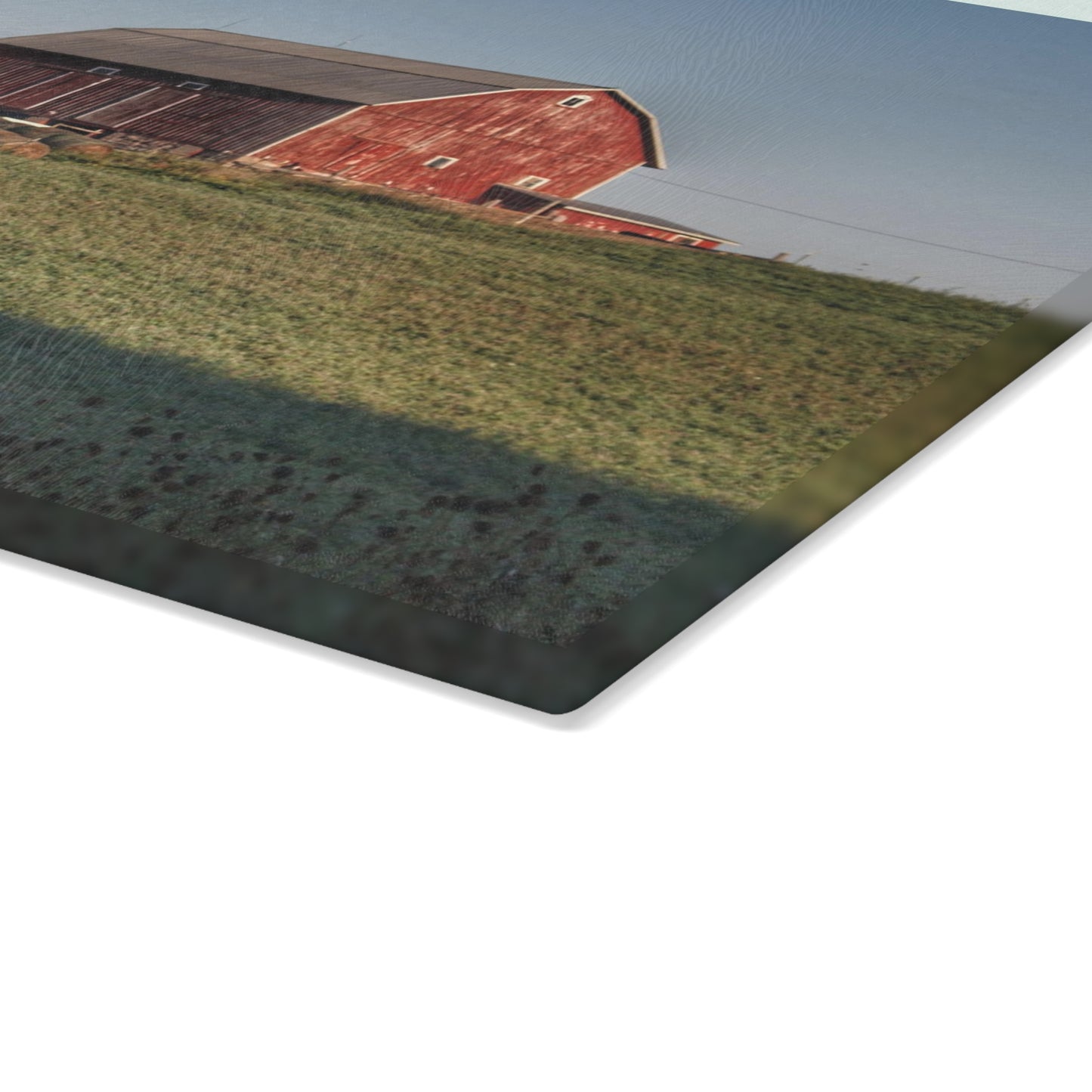 U R There Photography Across the Field in Millington Rustic Farmhouse Tempered-Glass Cutting Board