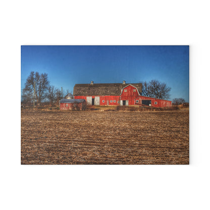 U R There Photography Rochester Road Red II Rustic Farmhouse Tempered-Glass Cutting Board