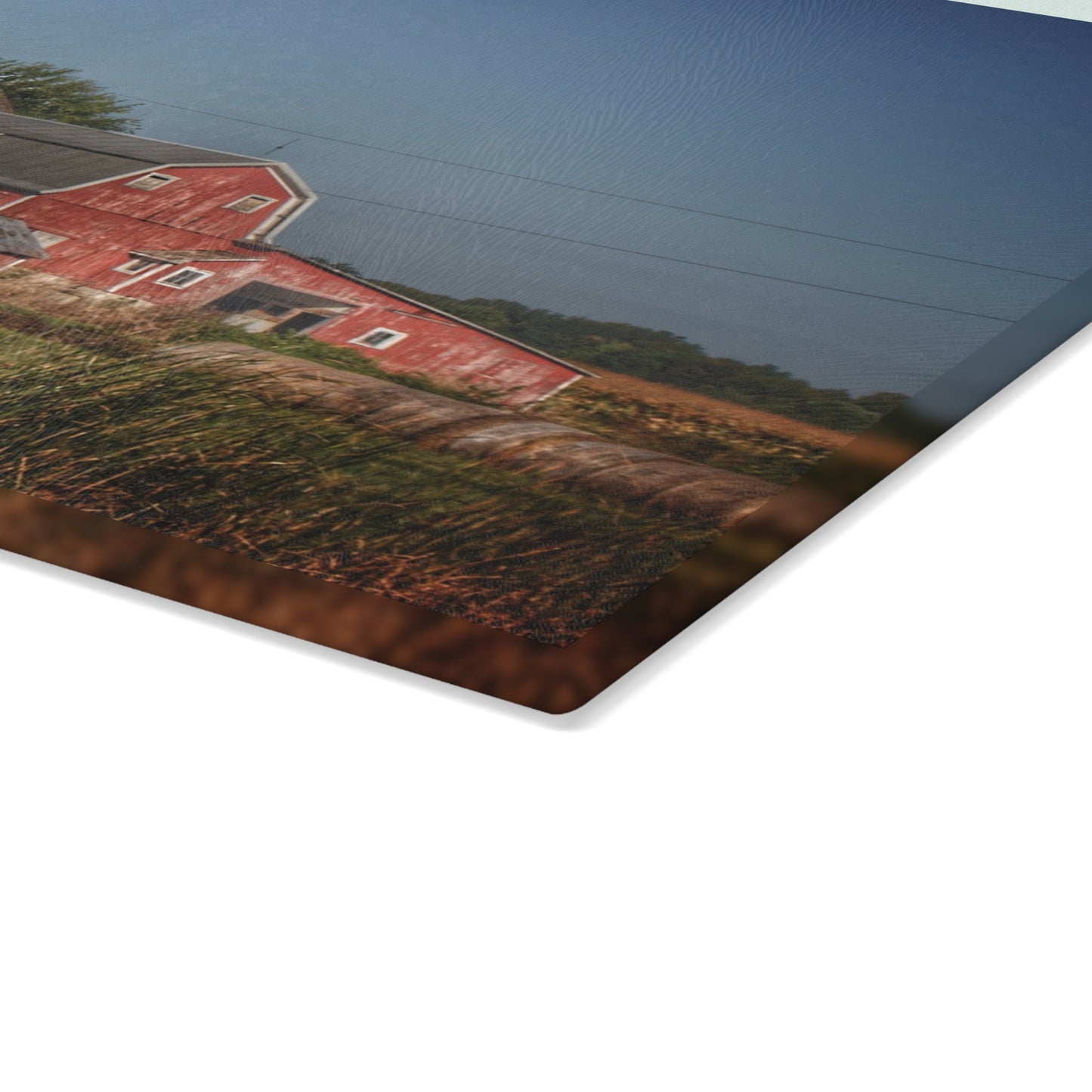U R There Photography Rochester Road Red I Rustic Farmhouse Tempered-Glass Cutting Board
